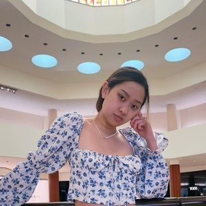 White and Blue Floral Puff Sleeve Top